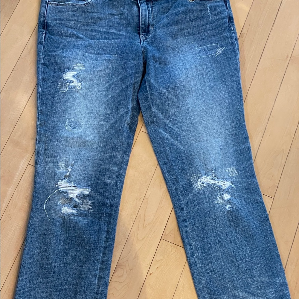 White House Black Market Blue Boyfriend Jeans Distressed